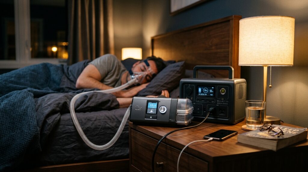 Best portable power station for CPAP machines sitting on a nightstand providing home backup power.