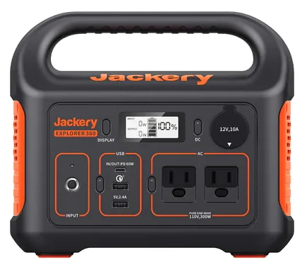 Jackery Explorer 300 LiFePO4 battery version front view.