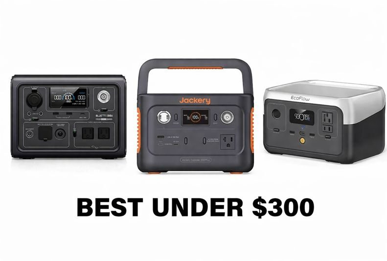 Best portable power stations under $300 comparison: BLUETTI EB3A, Jackery 300 Plus, and EcoFlow RIVER 2