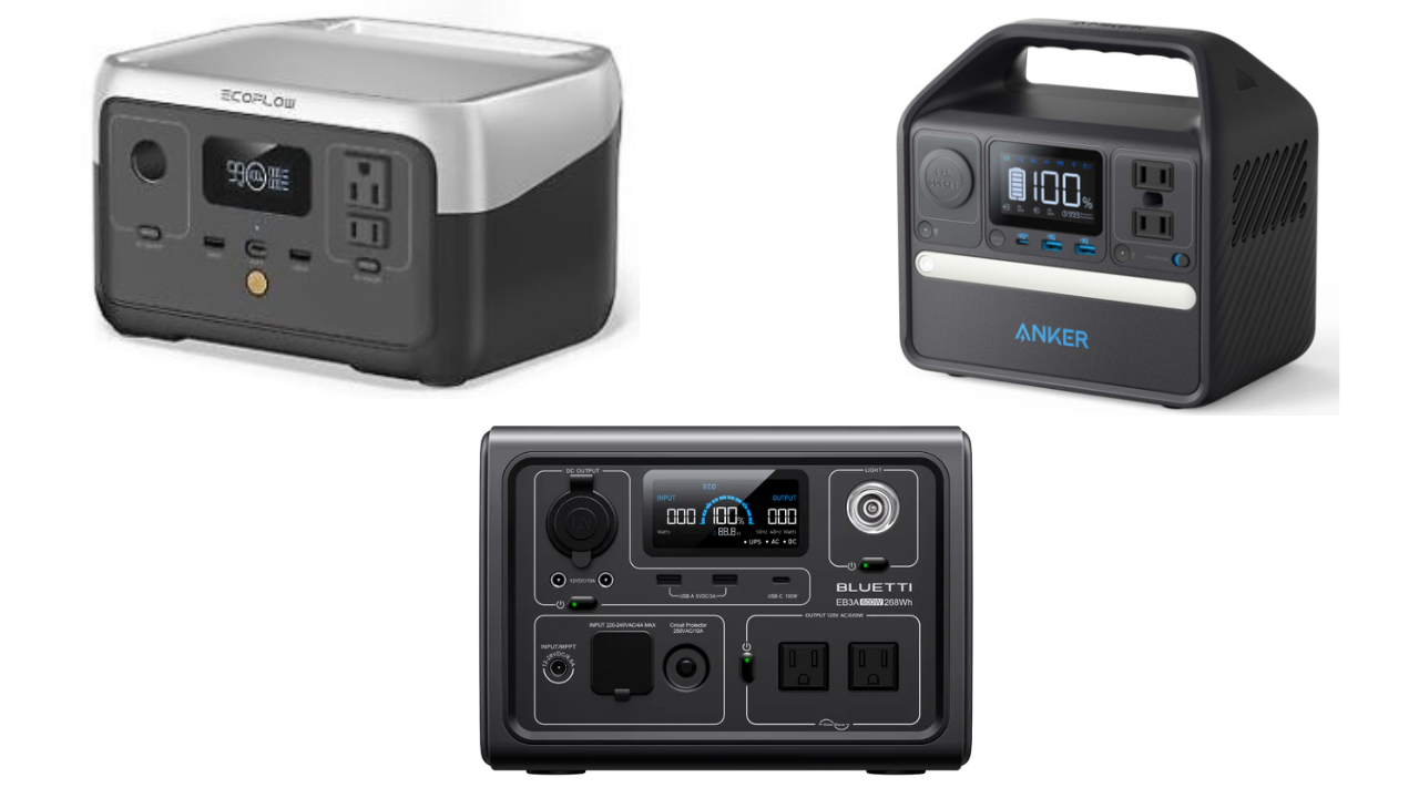 Top 3 best portable power stations under $300 featuring EcoFlow River 2, Anker 521, and BLUETTI EB3A.