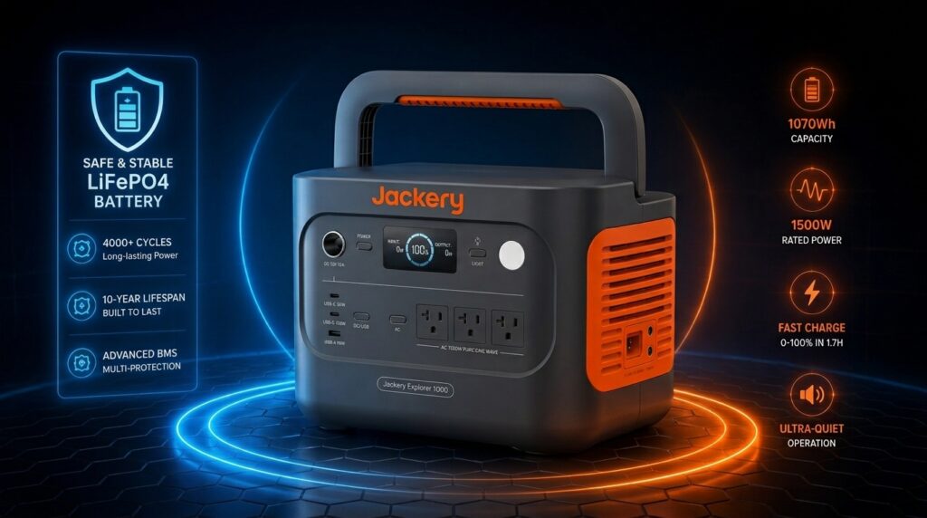 Examining the safe LiFePO4 battery lifespan in our jackery explorer 1000 v2 review.