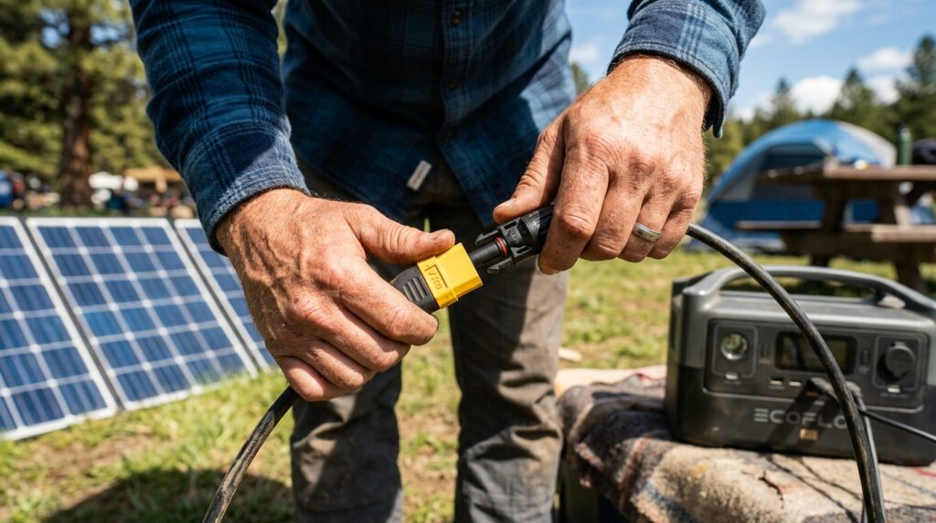 connect a solar panel to a portable power station