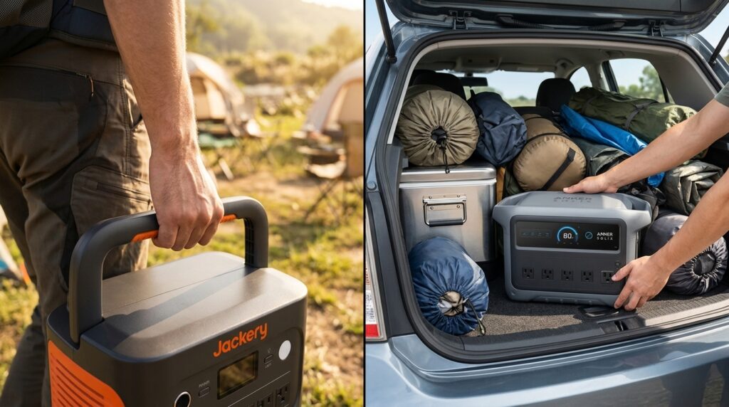 Evaluating the lightweight design and portability in our jackery explorer 1000 v2 vs anker solix c1000 comparison.