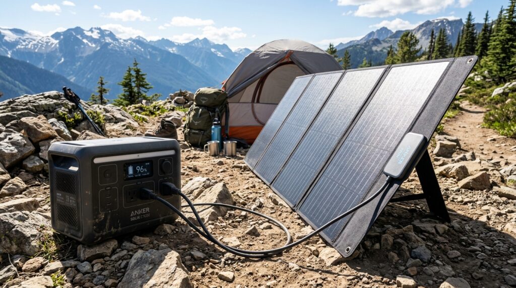Best solar panel for Anker Solix C1000 charging outdoors in the sun.