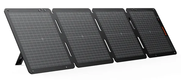 Jackery SolarSaga 100W Air portable solar panel with 4 folding sections.