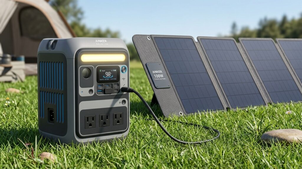 Anker SOLIX C300 review solar charging setup
