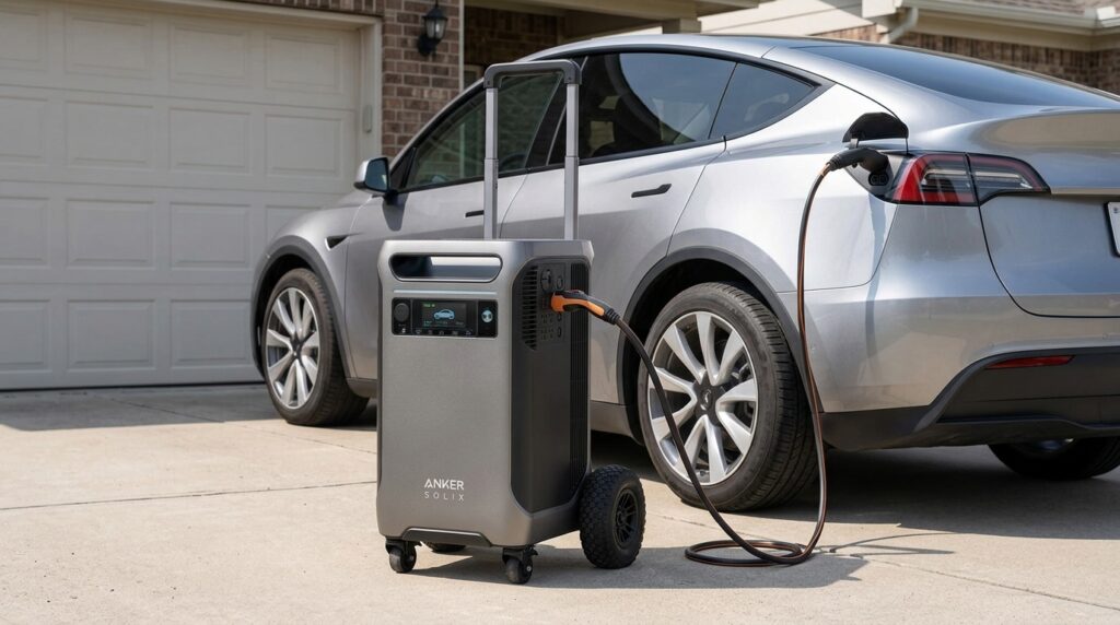 Anker SOLIX F3800 used as the best whole home battery backup and EV charger.