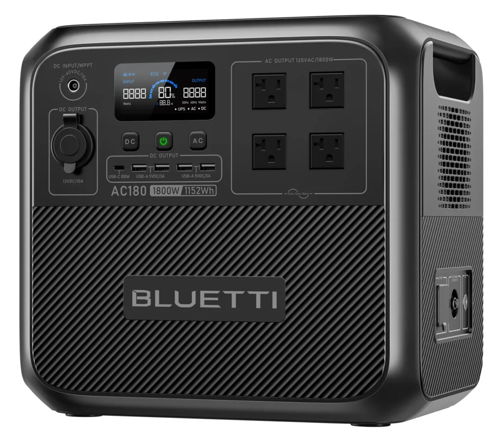 BLUETTI AC180 official product design representing the best 1000W portable power station for budget and UPS value.