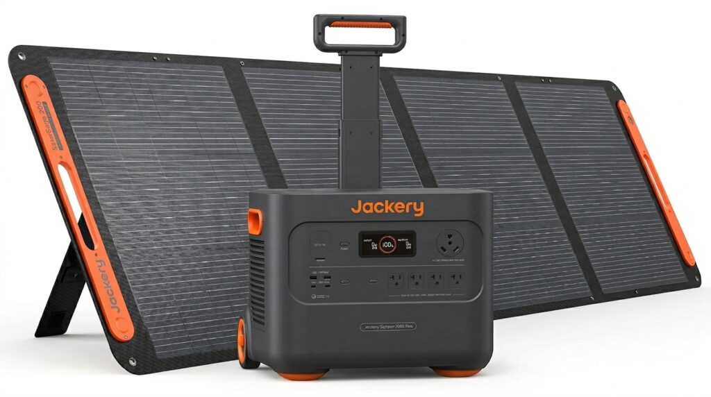 The SolarSaga 200W acting as the best solar panels for Jackery 2000 Plus for maximum 1200W charging speed.