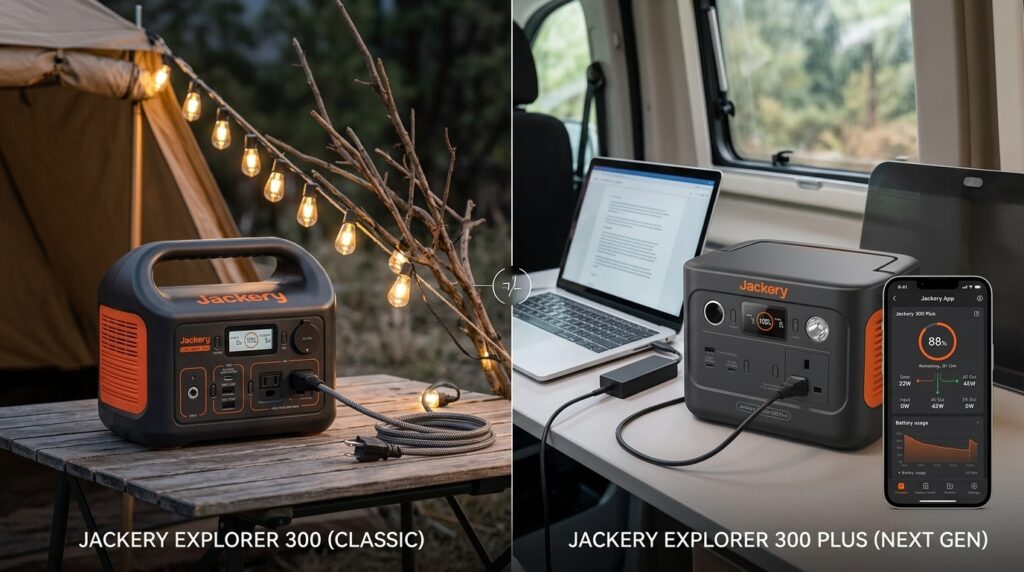 Evaluating the smart app features and AC output in our jackery 300 vs 300 plus review.