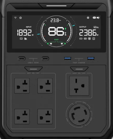 Examining the native 240V split-phase ports and AC outlets in our ecoflow delta pro 3 review.